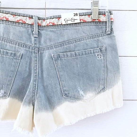 Jessica Simpson Blue Dip Dye Fray Ace Denim Shorts - Picture 7 of 8